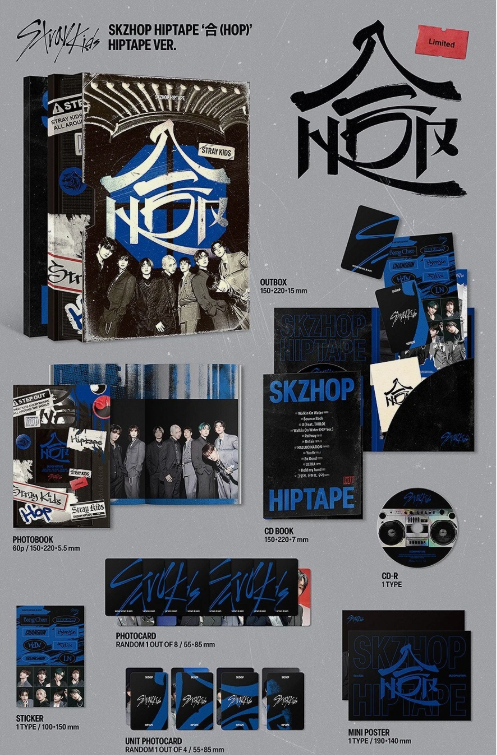 STRAY KIDS SKZHOP HIPTAPE 合(HOP) Album LIMITED Ver/CD+Book+2Card+Poster+POB+GIF