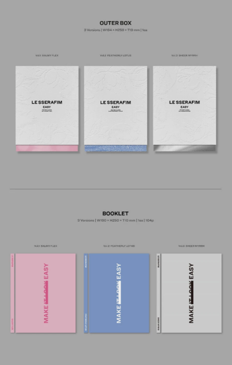 LE SSERAFIM EASY 3rd Mini Album CD+Photo Book+2 Card+3 Sticker+Poster+Lyric+GIFT