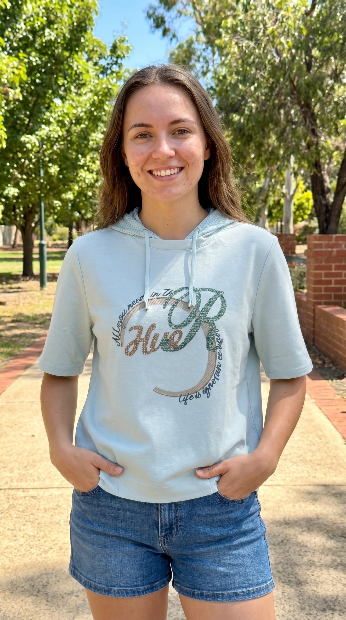 Hooded T-shirt Light blue