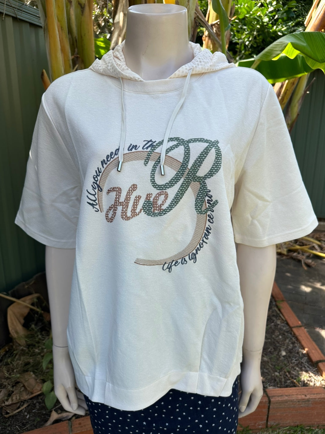 Hooded T-shirt Beige