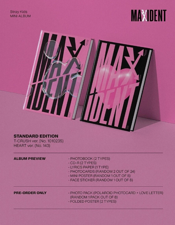 STRAY KIDS [MAXIDENT] Mini Album STANDARD HEART CD+Book+2 Card+Poster SEALED