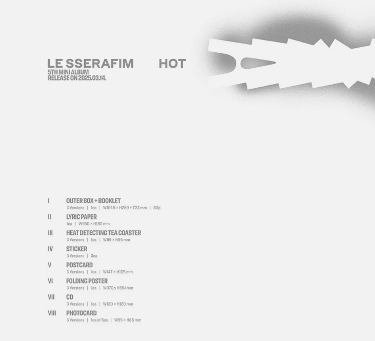 LE SSERAFIM HOT 5th Mini Album CD+Photo Book+Coaster+3Sticker+2 Card+Poster+GIFT