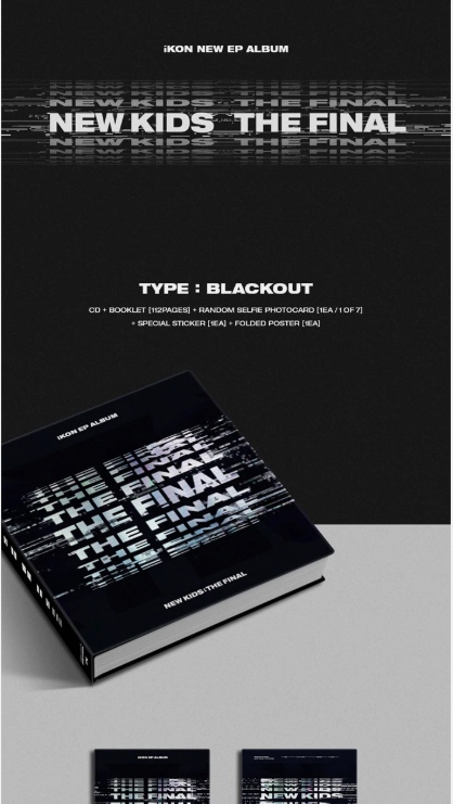 IKON [NEW KIDS:THE FINAL] EP Album BLACK CD+Photo Book+Card+Sticker+Fold Poster