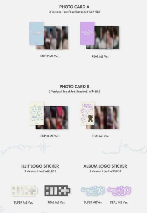 ILLIT SUPER REAL ME 1st Mini Album REAL ME CD+Book+2 Card+3Sticker+Magnet