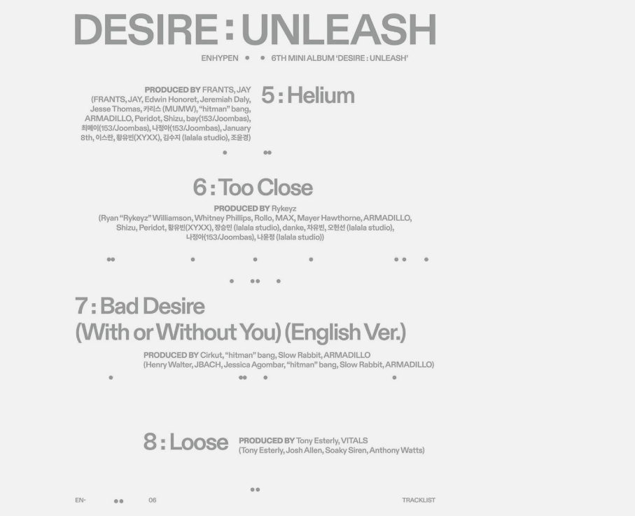 ENHYPEN [DESIRE:UNLEASH] 6th Mini Album CD+Booklet+3 Card