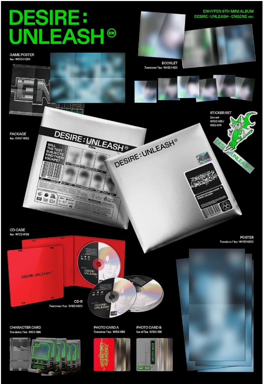 ENHYPEN [DESIRE:UNLEASH] 6th Mini Album CD+Booklet+3 Card