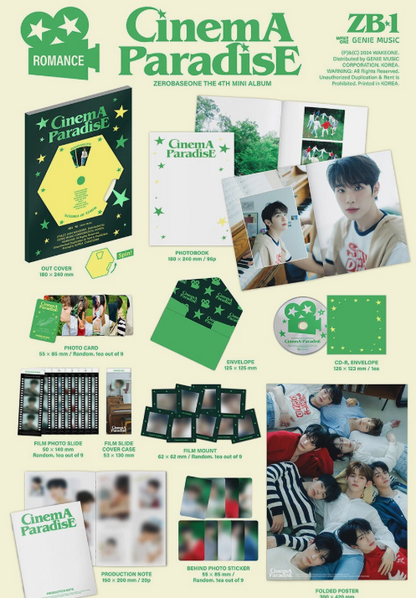 ZEROBASEONE CINEMA PARADISE 4th Mini Album CD+Photo Book+Card+Film+Note+etc+GIFT