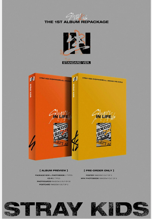 STRAY KIDS IN生/IN LIFE Repackage Album STANDARD RANDOM CD+P.Book+3 Card