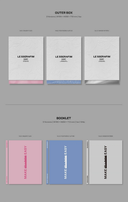 LE SSERAFIM EASY 3rd Mini Album CD+Photo Book+2 Card+3 Sticker+Poster+Lyric+GIFT
