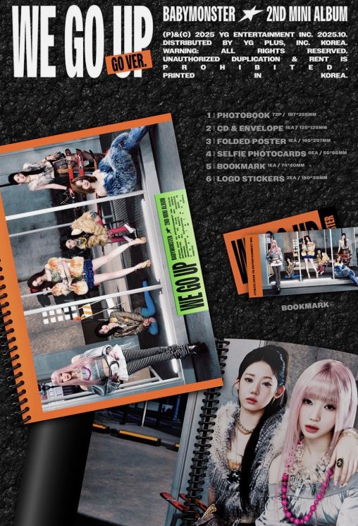 BABYMONSTER [WE GO UP] 2nd Mini Album CD+Photo Book+Poster+6 Card+2 Sticker+etc
