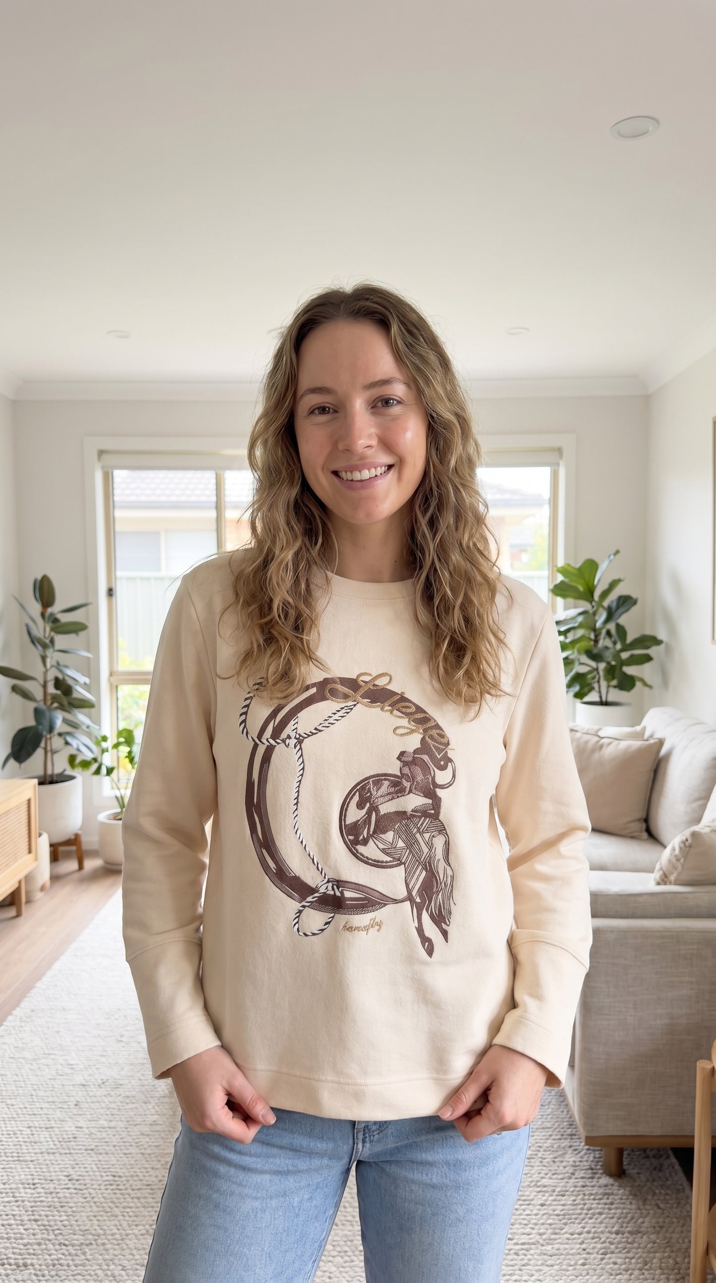 Women’s Round Ray 3/4 Sleeve Loose Fit T-Shirt